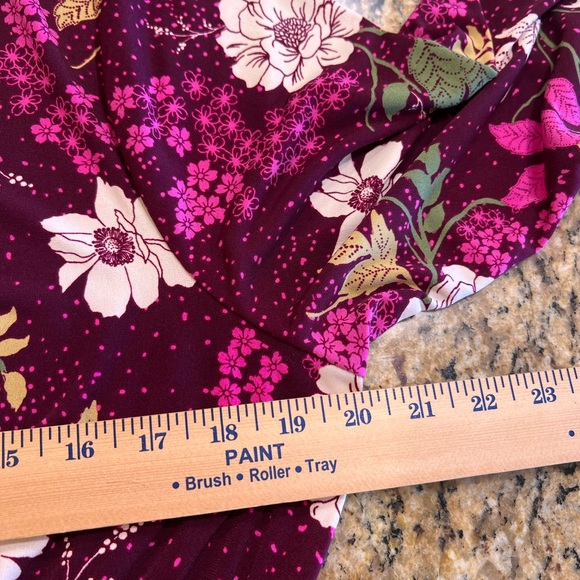 Torrid Burgundy Floral Faux Wrap Dress - Picture 5 of 8